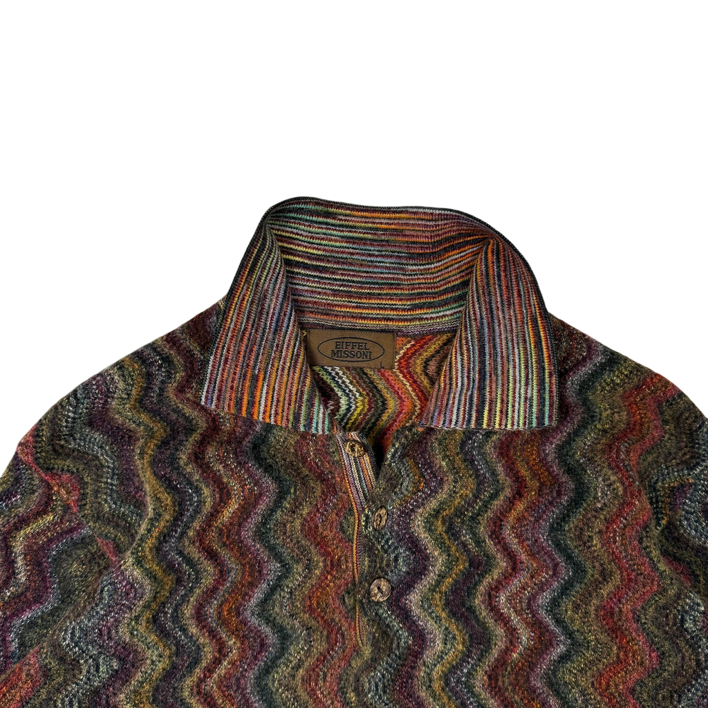 Missoni Vintage Polo Wool Knit Sweatshirt Multicolour (Size L)