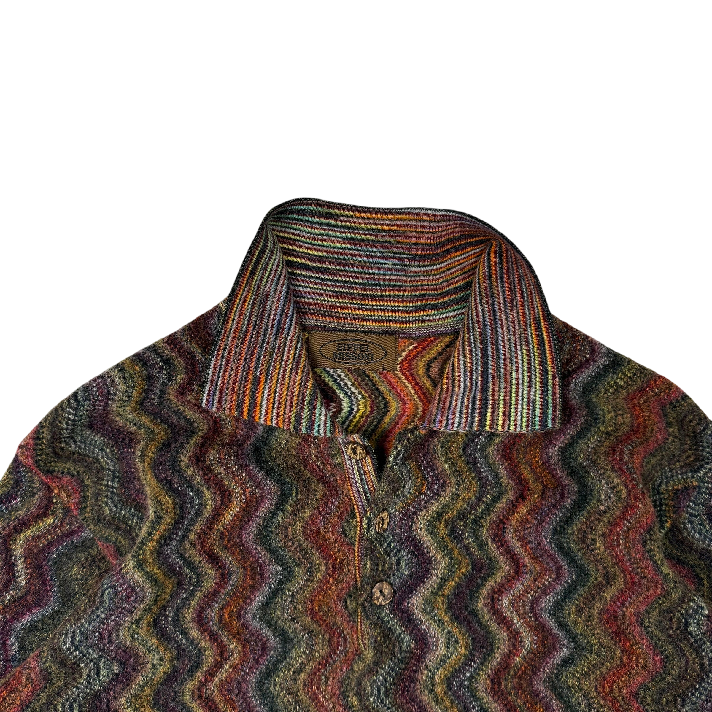 Missoni Vintage Polo Wool Knit Sweatshirt Multicolour (Size L)