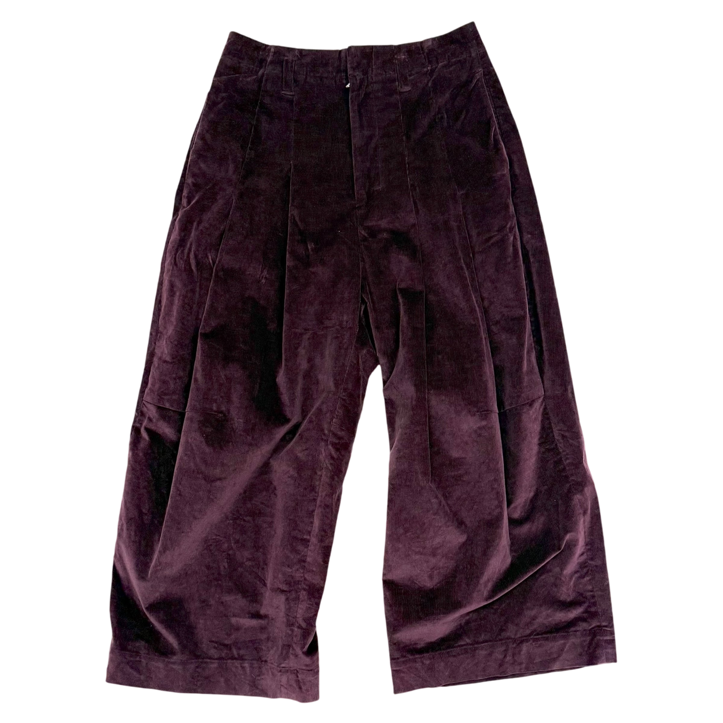 Shinya Kozuka Baggy Pleated Corduroy Pants Burgundy (Size M)