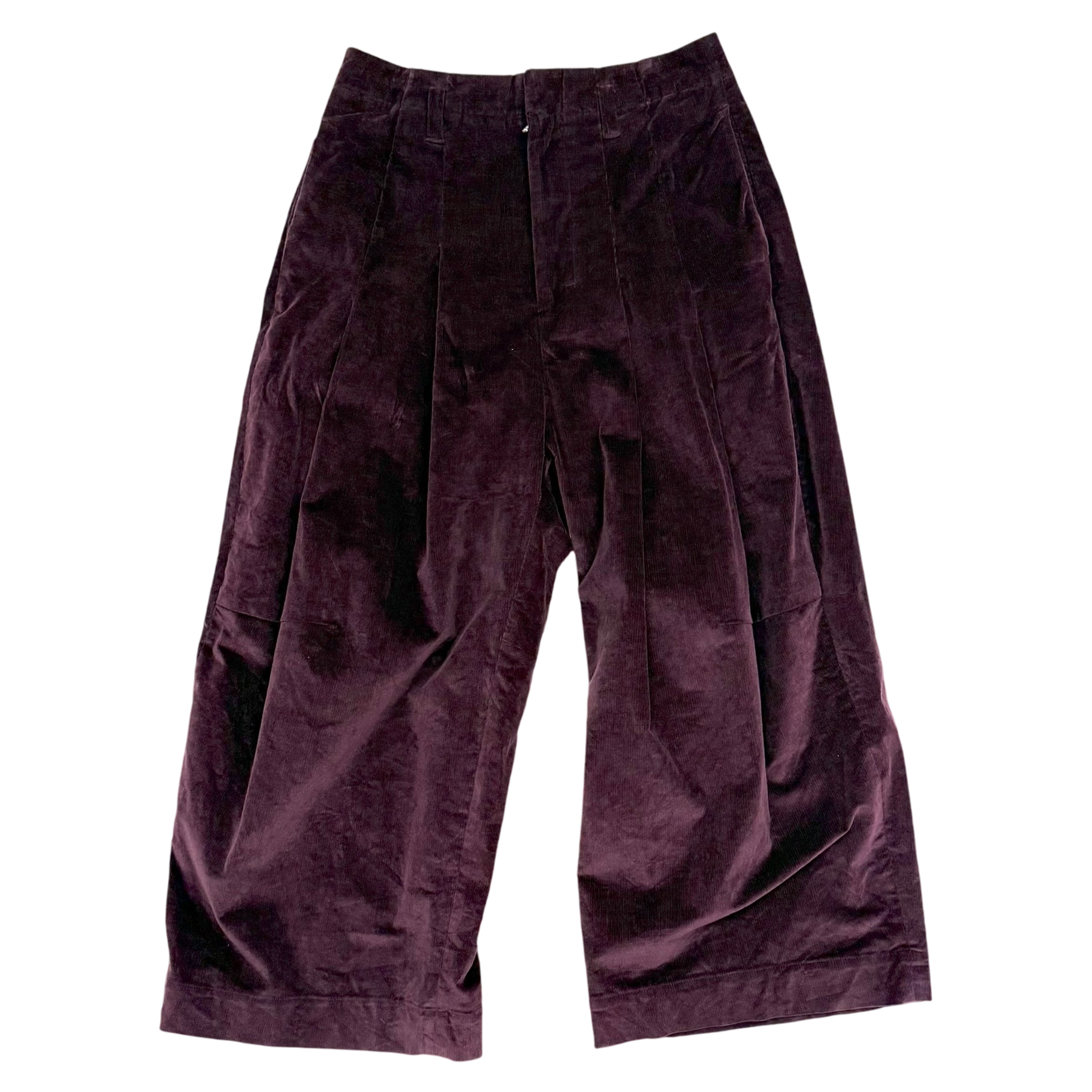 Shinya Kozuka Baggy Pleated Corduroy Pants Burgundy (Size M)