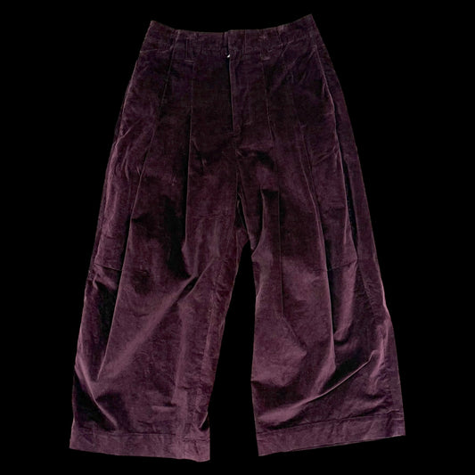 Shinya Kozuka Baggy Pleated Corduroy Pants Burgundy (Size M)