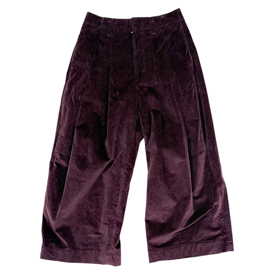 Shinya Kozuka Baggy Pleated Corduroy Pants Burgundy (Size M)