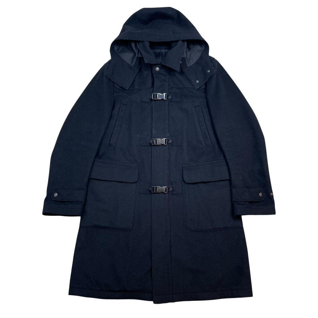 Prada 2007 Wool Buckle Clasp Duffle Coat Black (Size L)