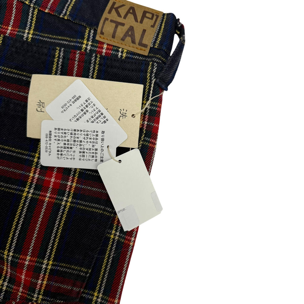 Kapital 11oz Tartan Check 5P Monkey Cisco Jeans (Studs Remake) Red (Size 36”)