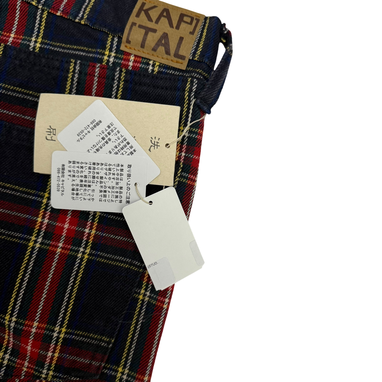 Kapital 11oz Tartan Check 5P Monkey Cisco Jeans (Studs Remake) Red (Size 36”)
