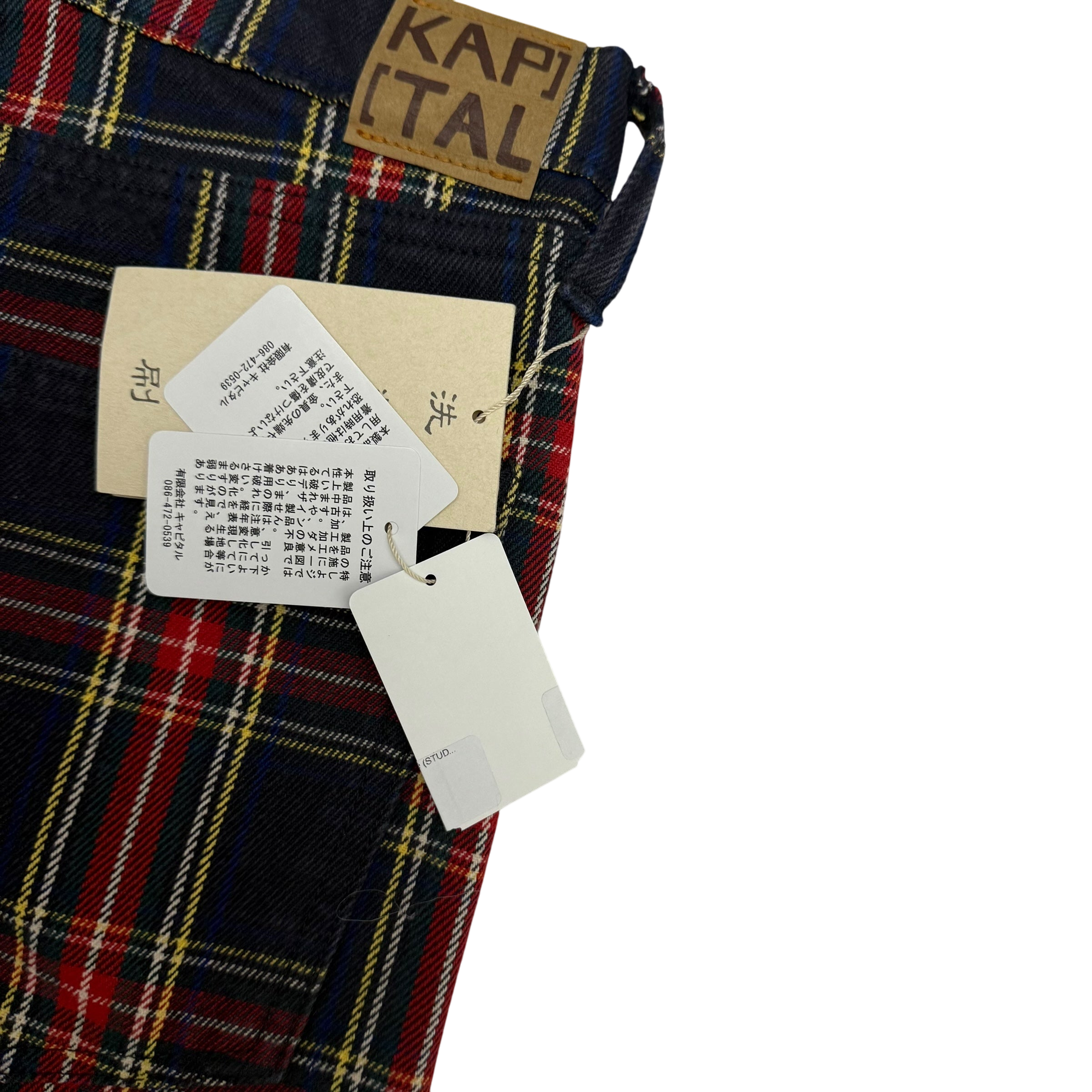 Kapital 11oz Tartan Check 5P Monkey Cisco Jeans (Studs Remake) Red (Size 36”)