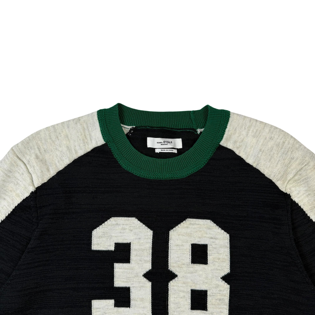 Isabel Marant Etoile Kingston 38-Intarsia Sweatshirt Black / Green (fits M)