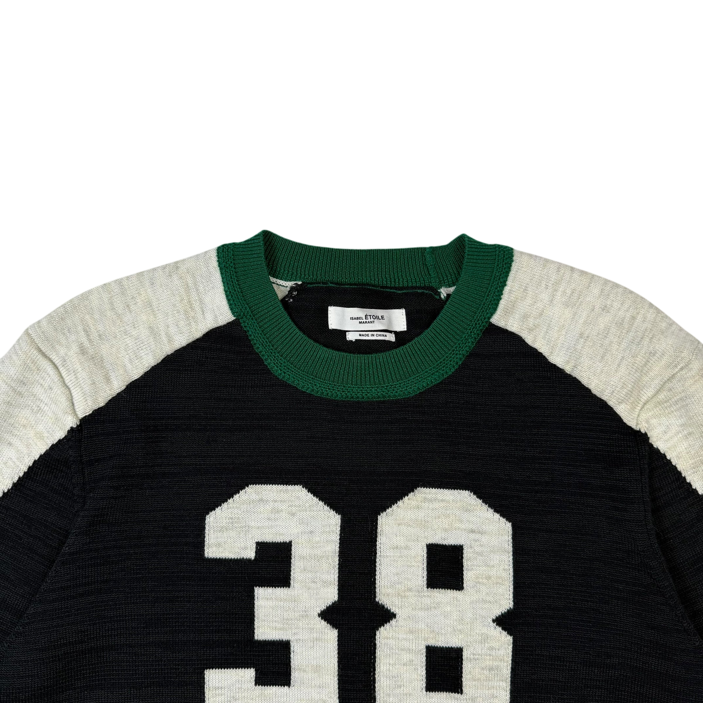 Isabel Marant Etoile Kingston 38-Intarsia Sweatshirt Black / Green (fits M)