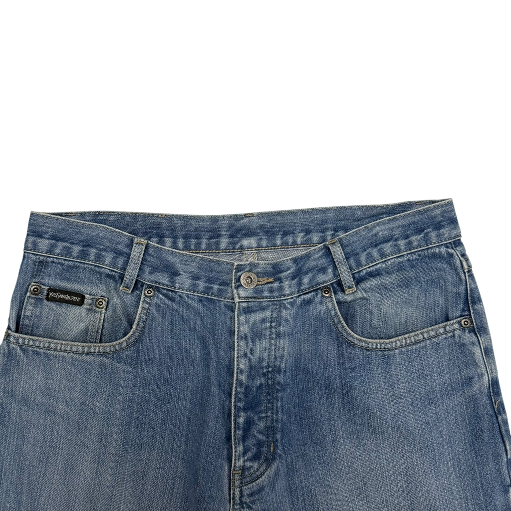 Yves Saint Laurent 2000s Embroidered Logo Jeans (Size 32”)