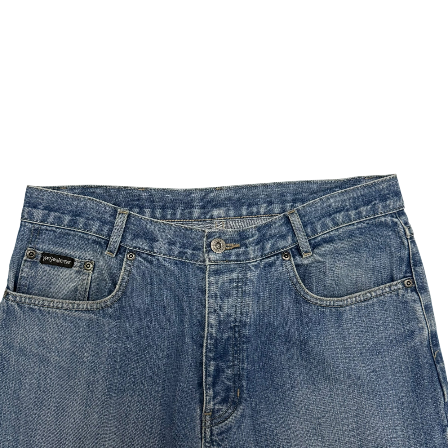 Yves Saint Laurent 2000s Embroidered Logo Jeans (Size 32”)