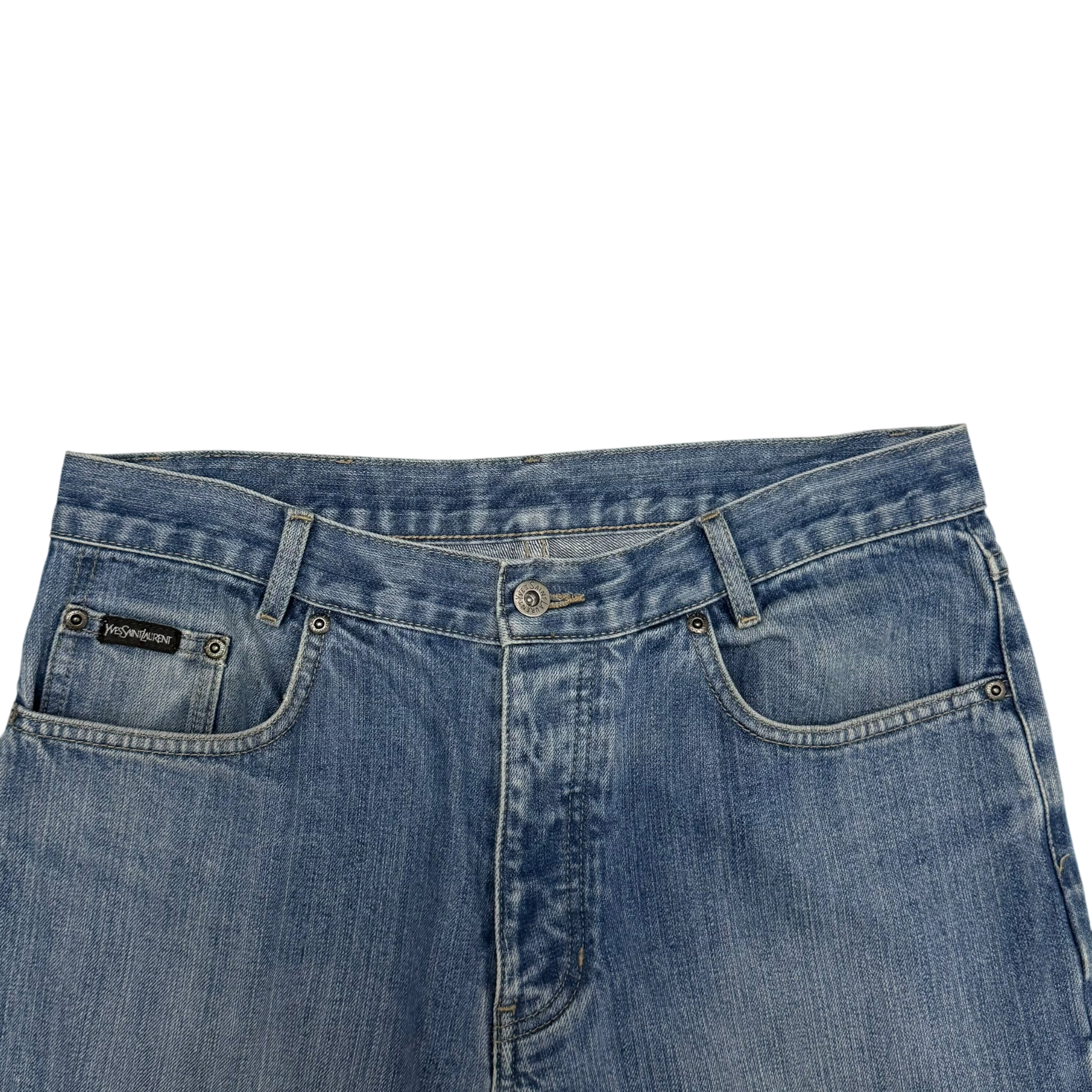 Yves Saint Laurent 2000s Embroidered Logo Jeans (Size 32”)