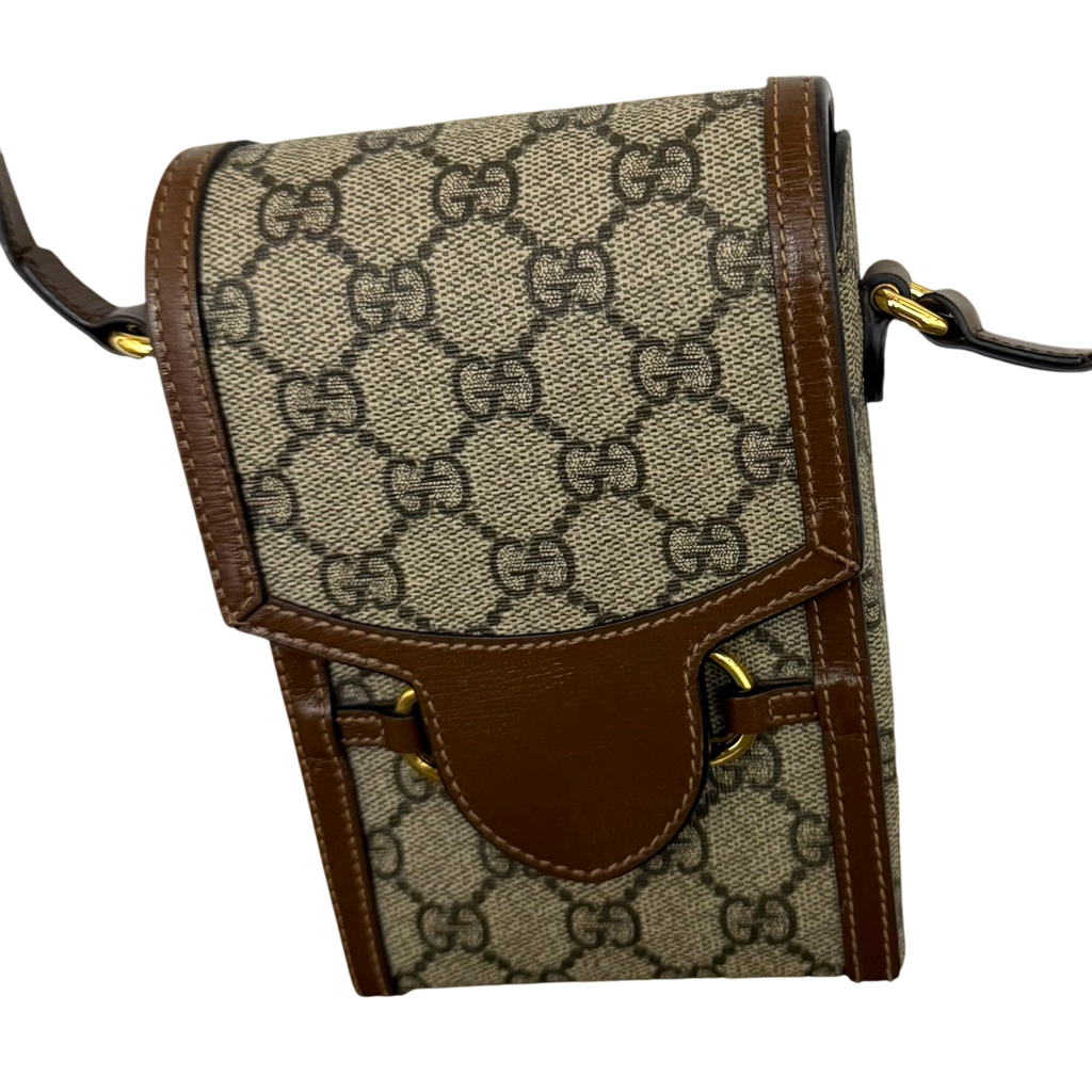 Gucci Horsebit 1955 Mini Leather Shoulder Bag Beige/Brown