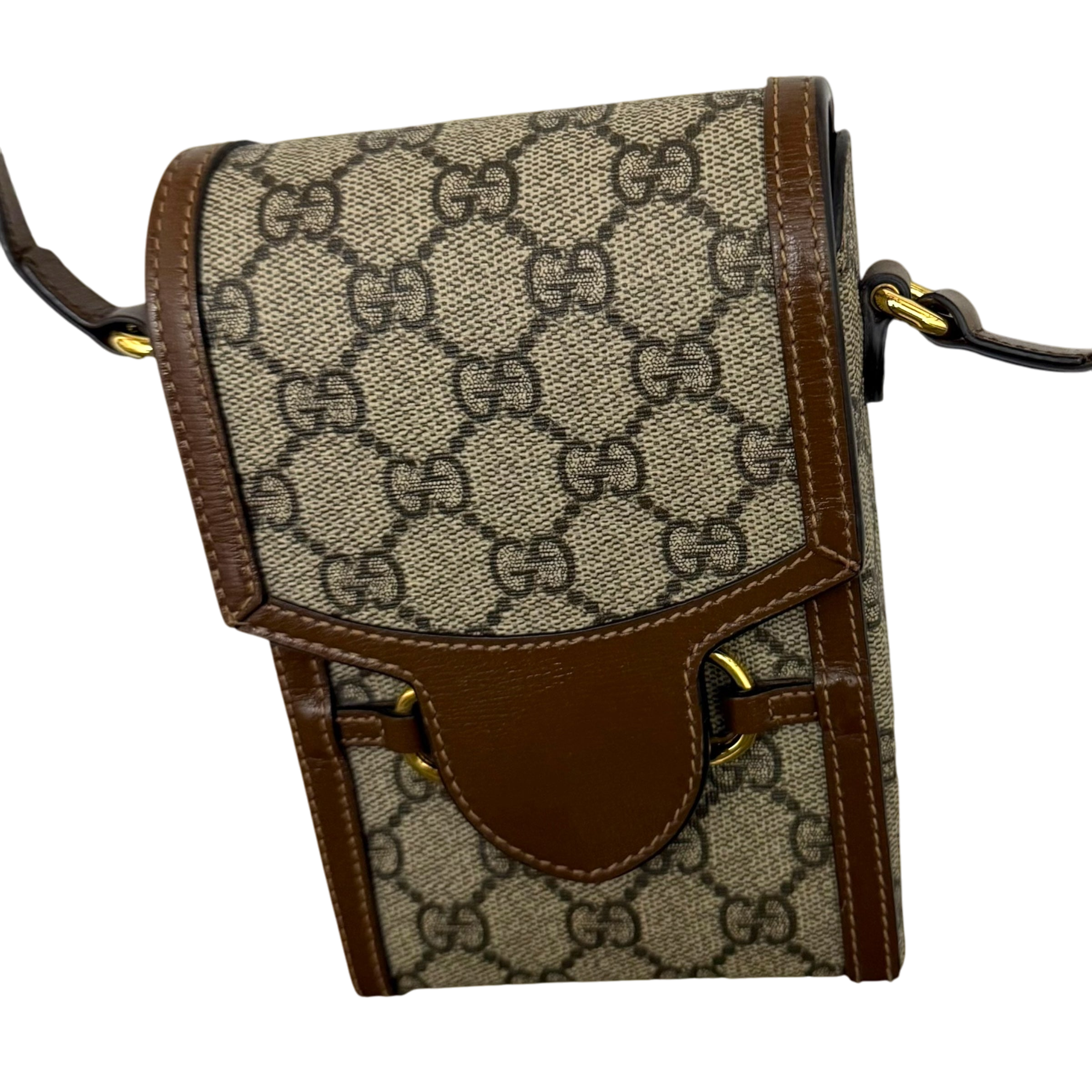 Gucci Horsebit 1955 Mini Leather Shoulder Bag Beige/Brown