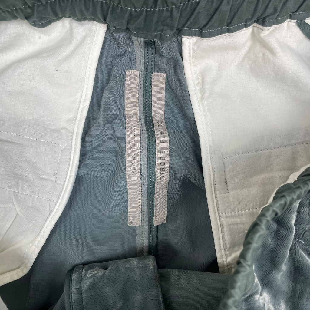Rick Owens FW22 Strobe Velour Track Pants Teal (Size 52/XL)