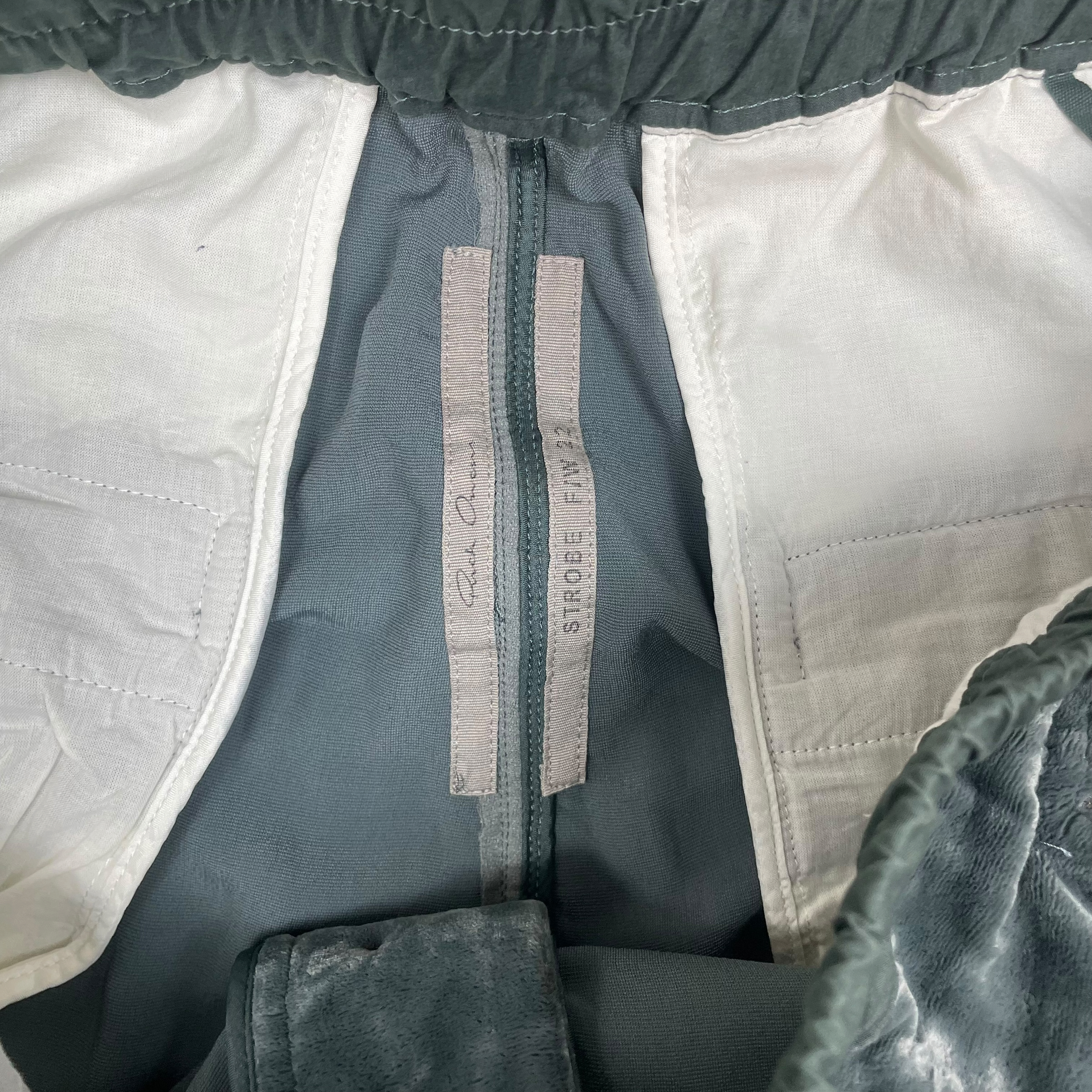 Rick Owens FW22 Strobe Velour Track Pants Teal (Size 52/XL)