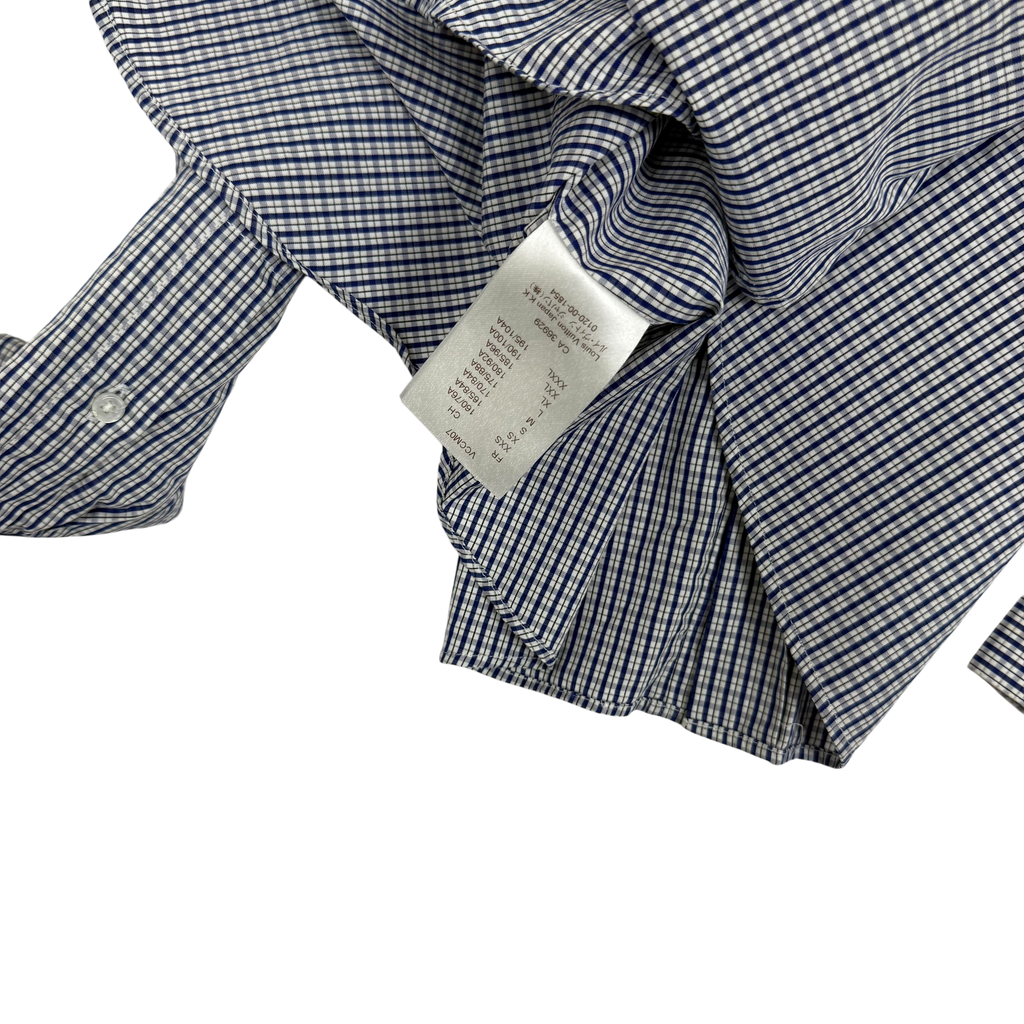 Louis Vuitton Embroidered Logo Checkered Shirt Blue (Size S)