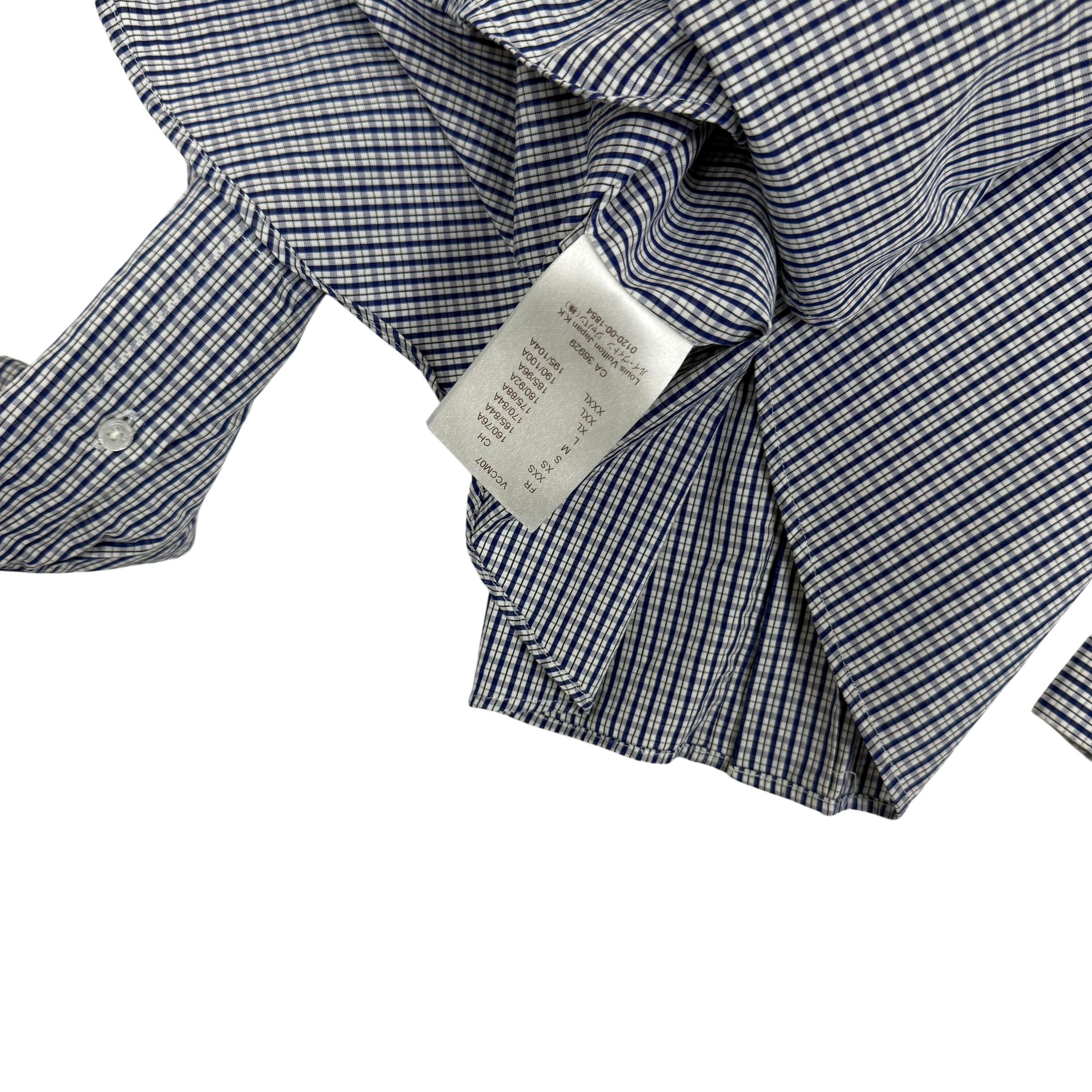 Louis Vuitton Embroidered Logo Checkered Shirt Blue (Size S)