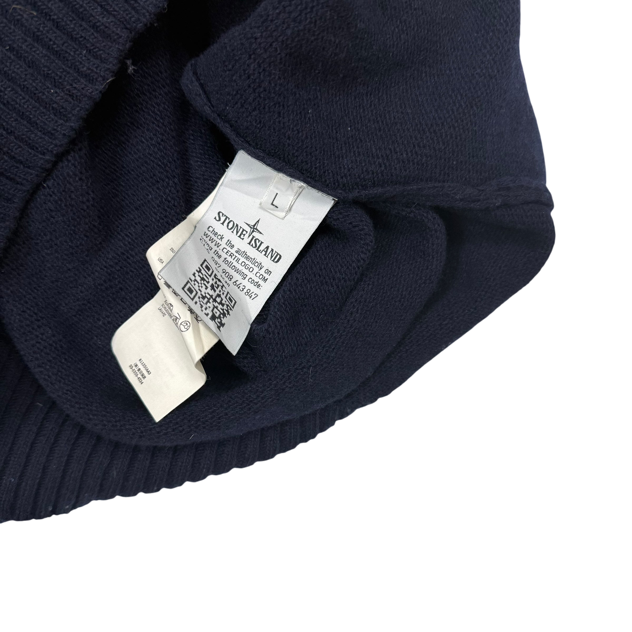 Stone Island Wool Blend Knit Sweatshirt Dark Navy (Size L)