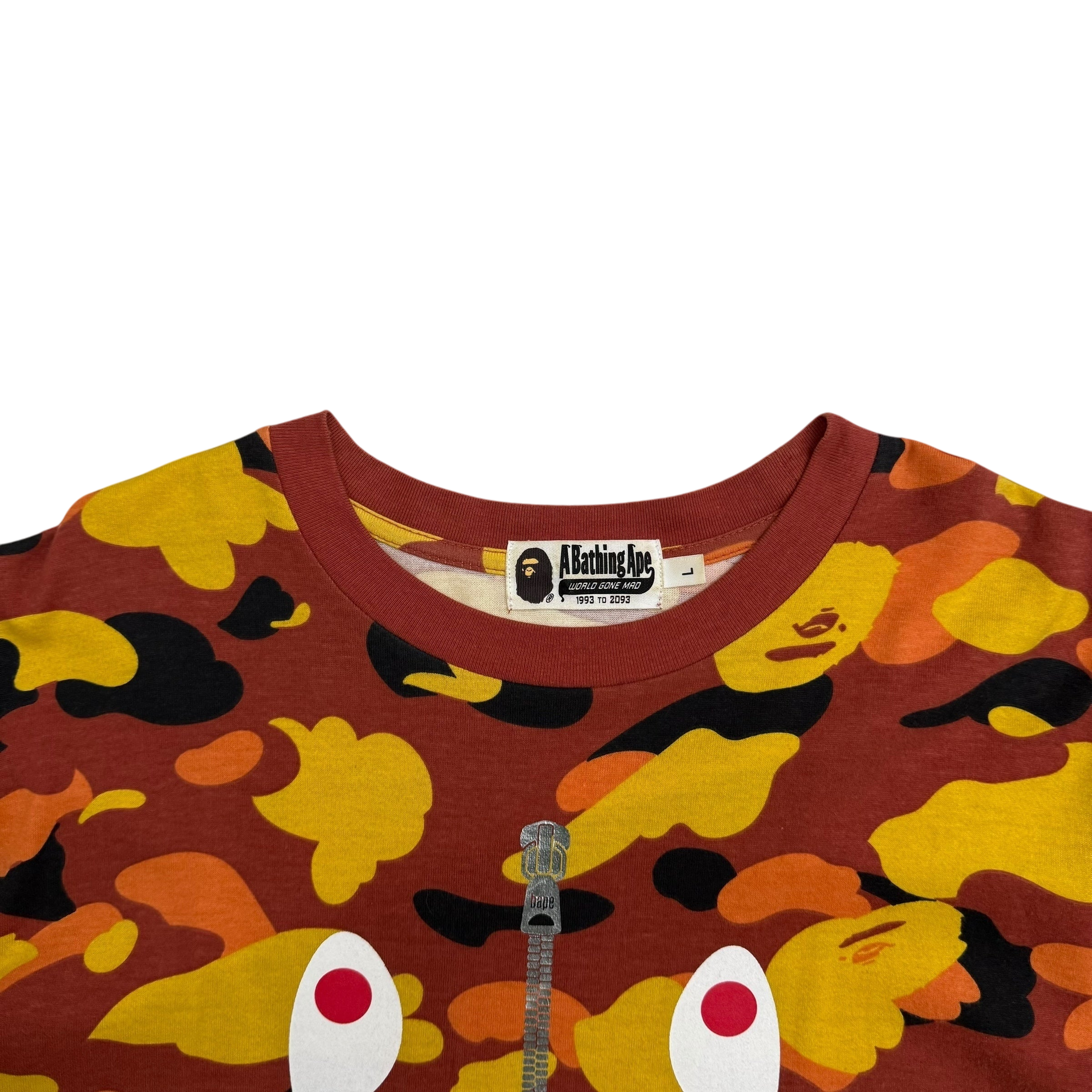 BAPE (A Bathing Ape) 1st Camo Shark T-shirt Orange (Fits M-L)