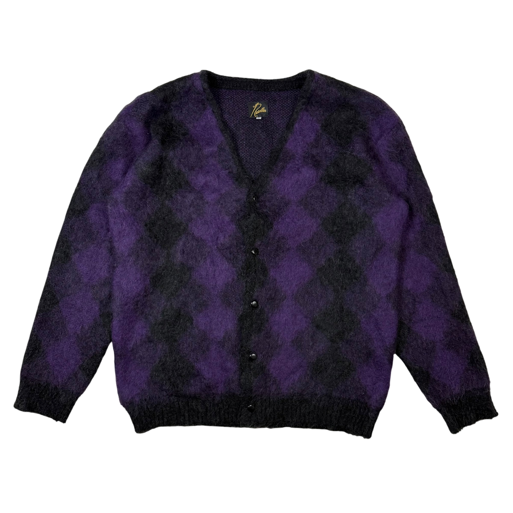 Needles AW21 Mohair Diamond Cardigan Purple / Black (Size L)