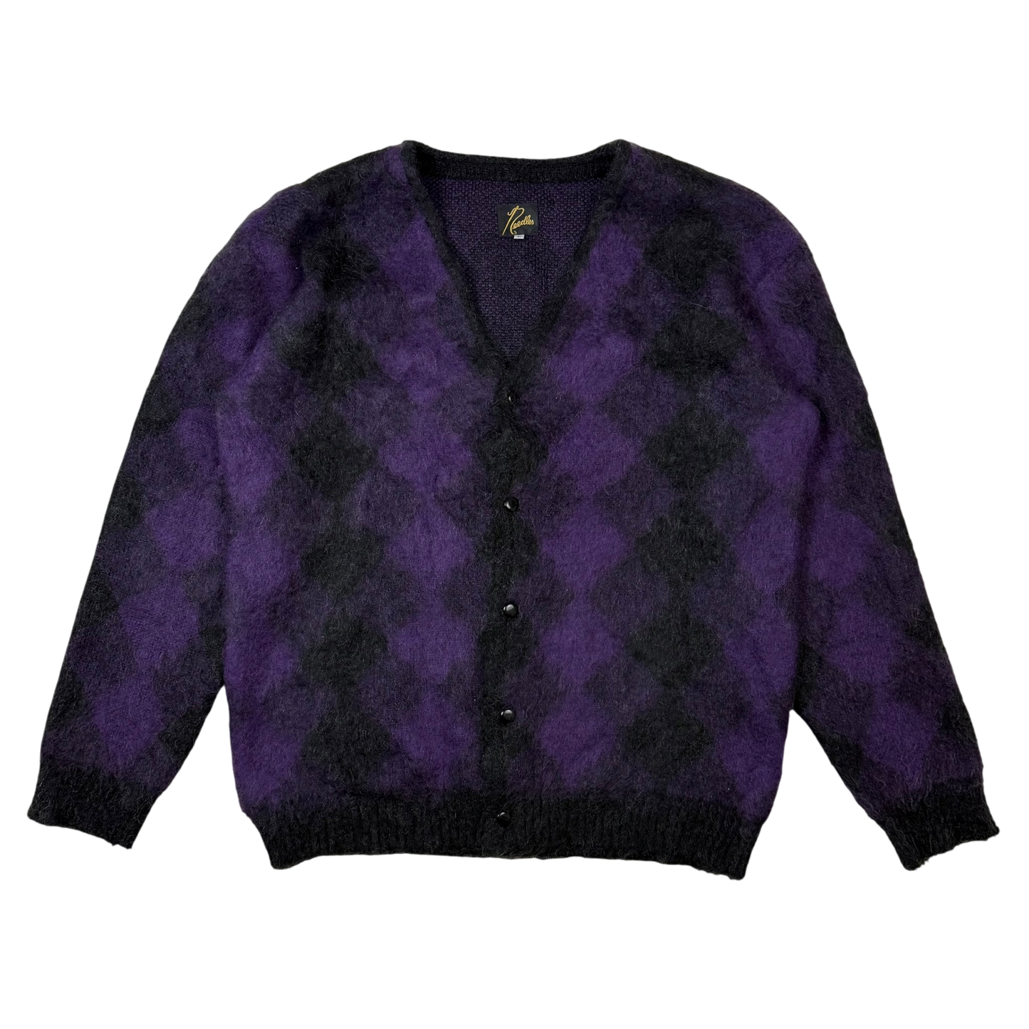Needles AW21 Mohair Diamond Cardigan Purple / Black (Size L)