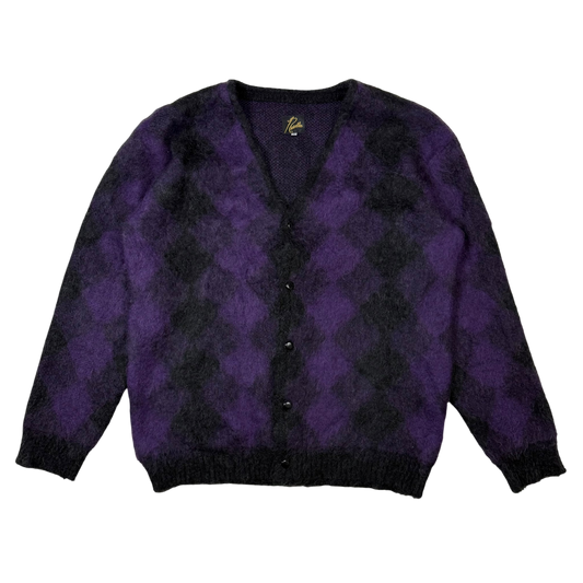 Needles AW21 Mohair Diamond Cardigan Purple / Black (Size L)