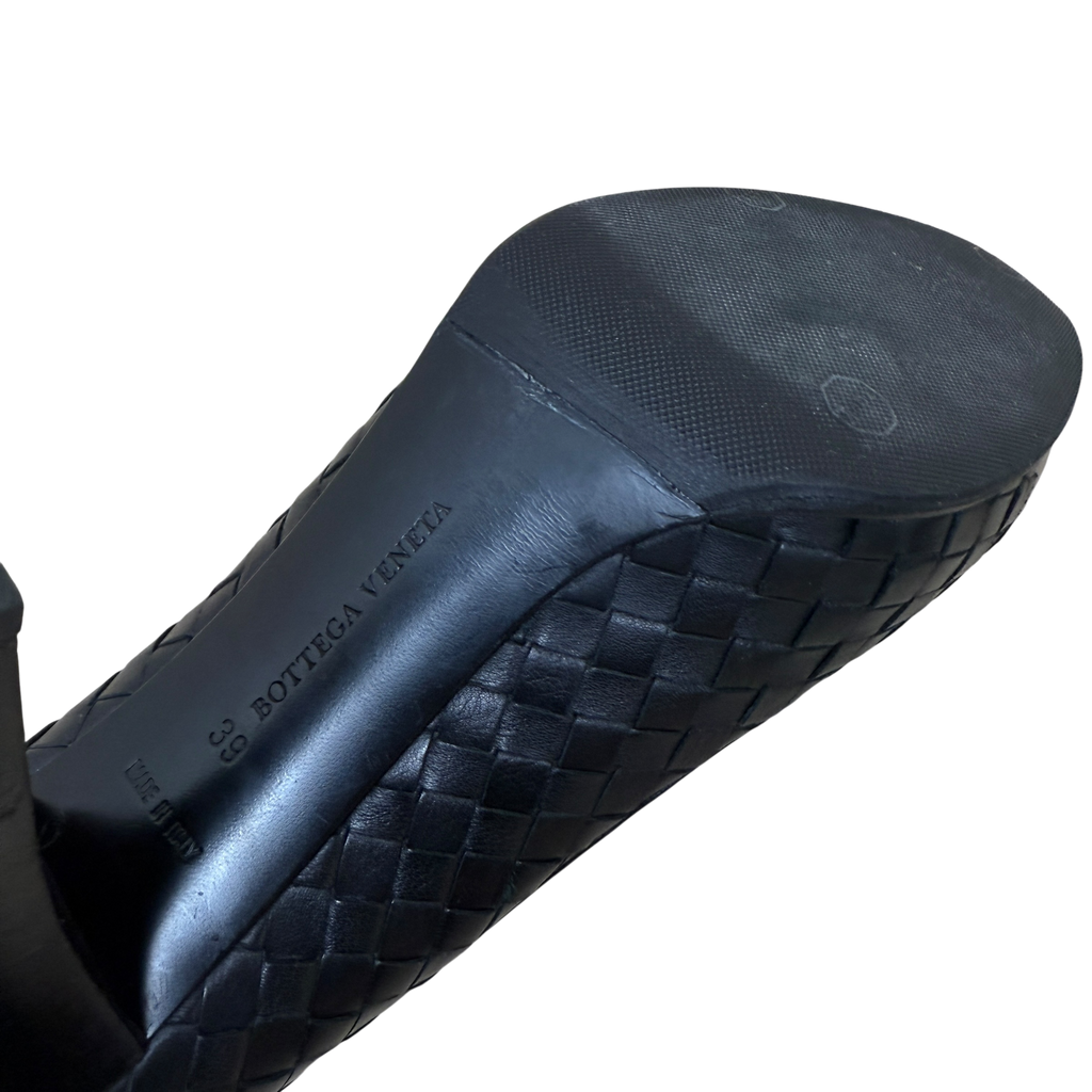 Bottega Veneta Woven Leather Heels Black (Size EU39)