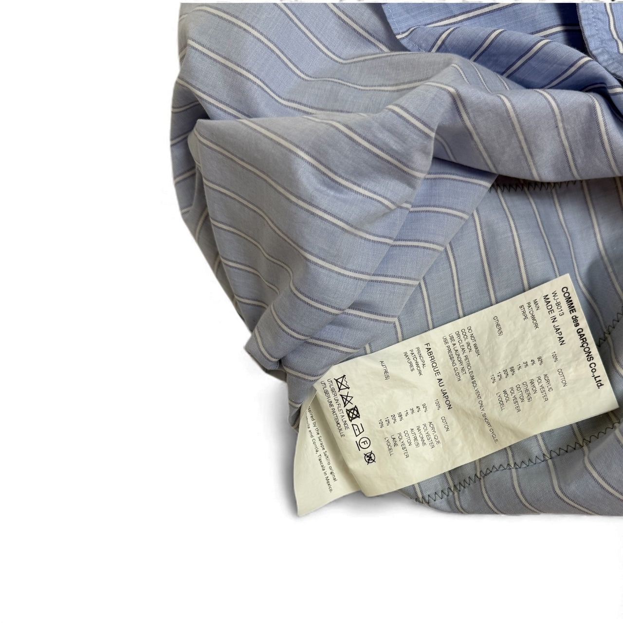 Junya Watanabe MAN AD2022 Patchwork Striped Shirt Blue (Size L)