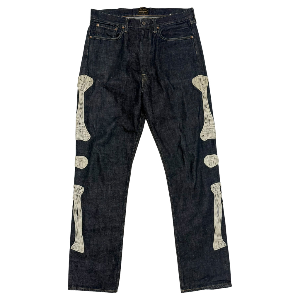 Kapital 12.5oz Bone Denim Mexican Tuxedo 5P Okagilly Jeans (Size 32”)