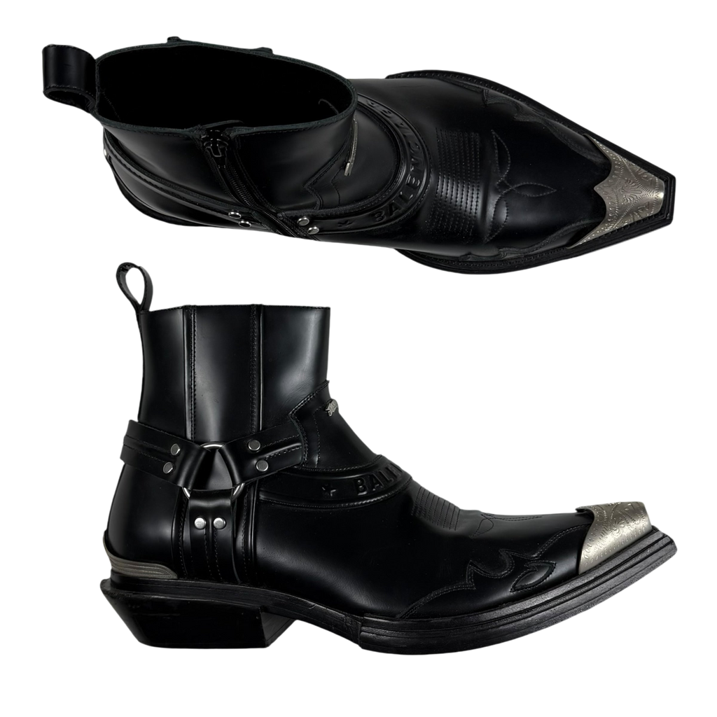 Balenciaga SS19 Santiag Harness Leather Boots Black (fits US11)