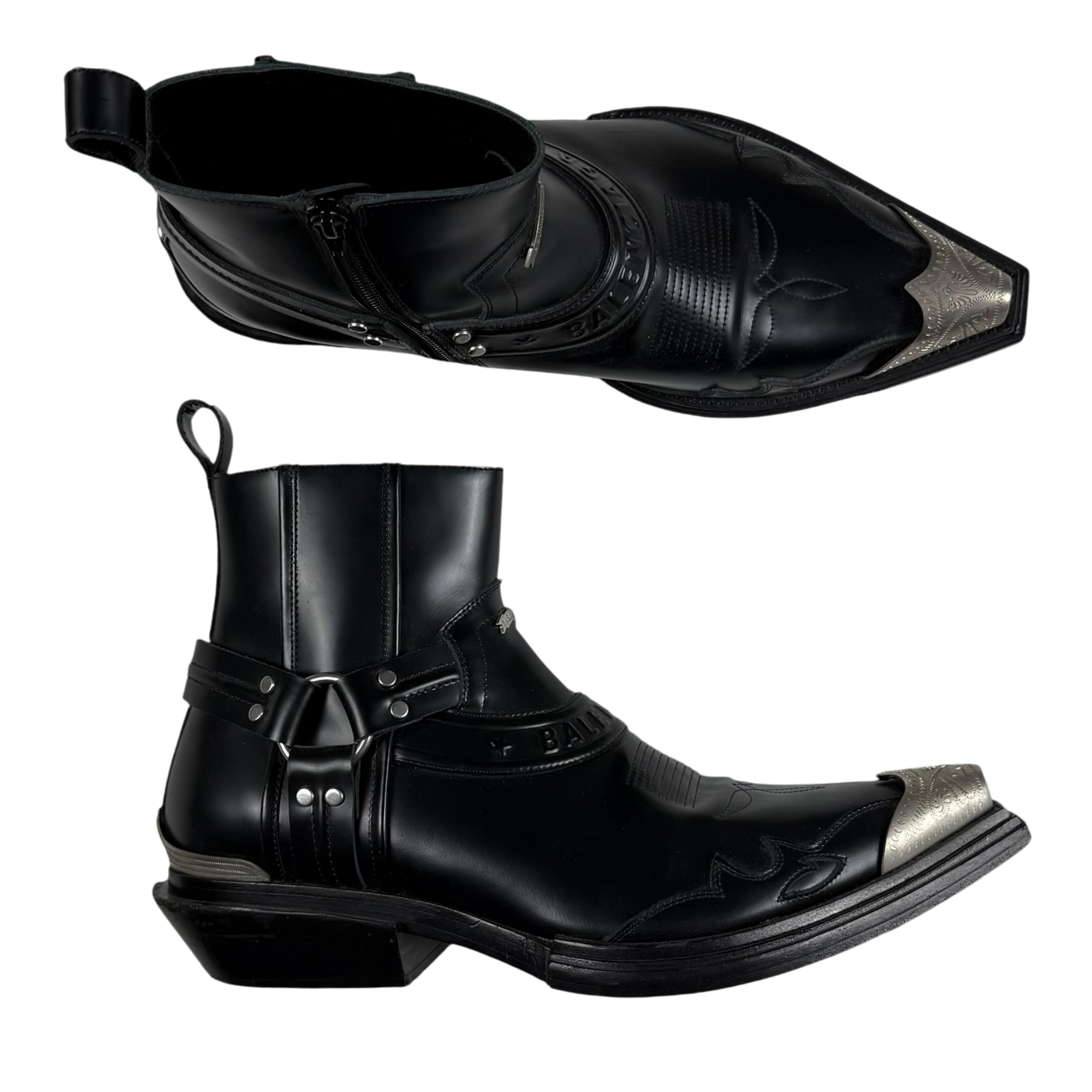 Balenciaga SS19 Santiag Harness Leather Boots Black (fits US11)