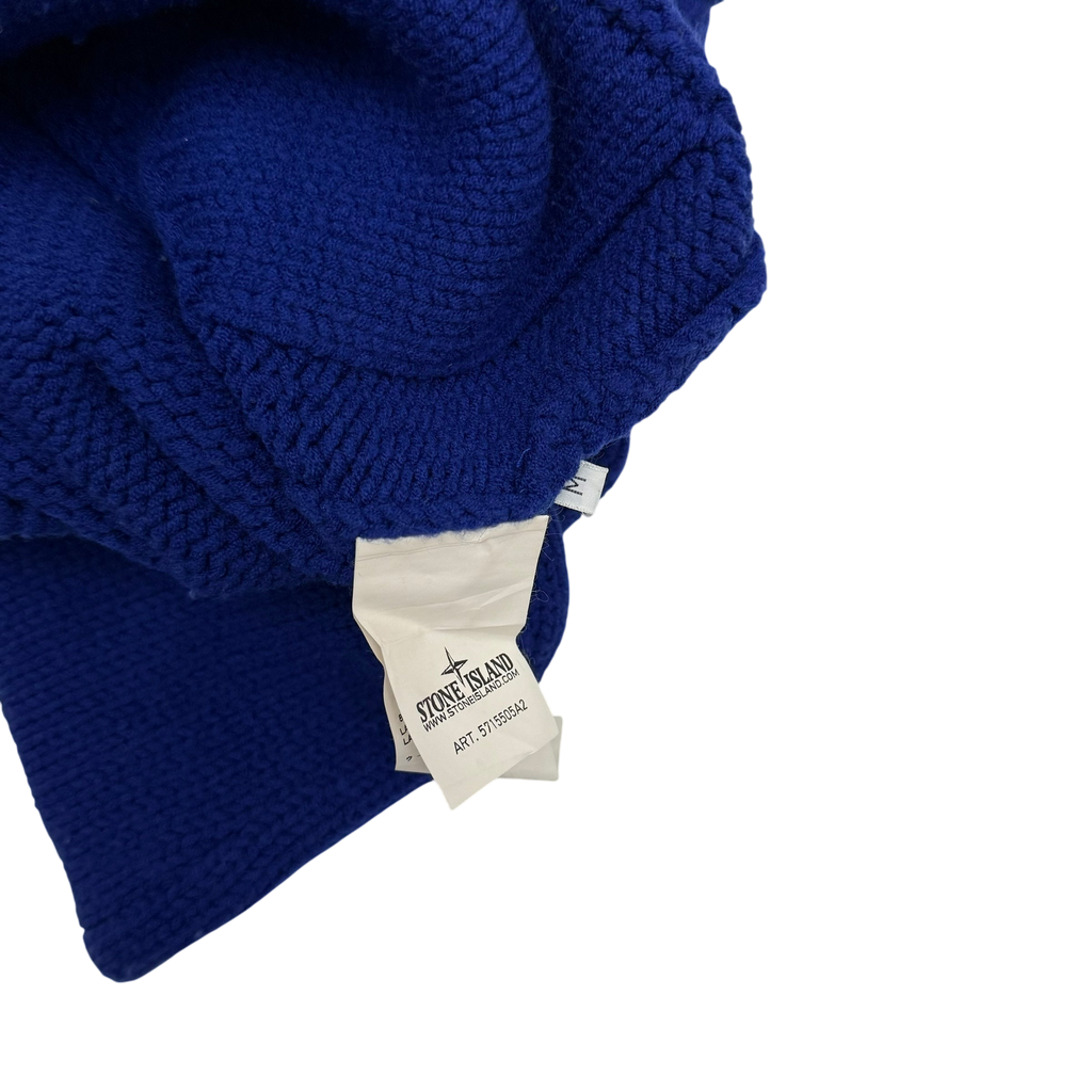 Stone Island AW12 Wool Blend Heavy Knit Zip-Up Sweatshirt Royal Blue (Size M)