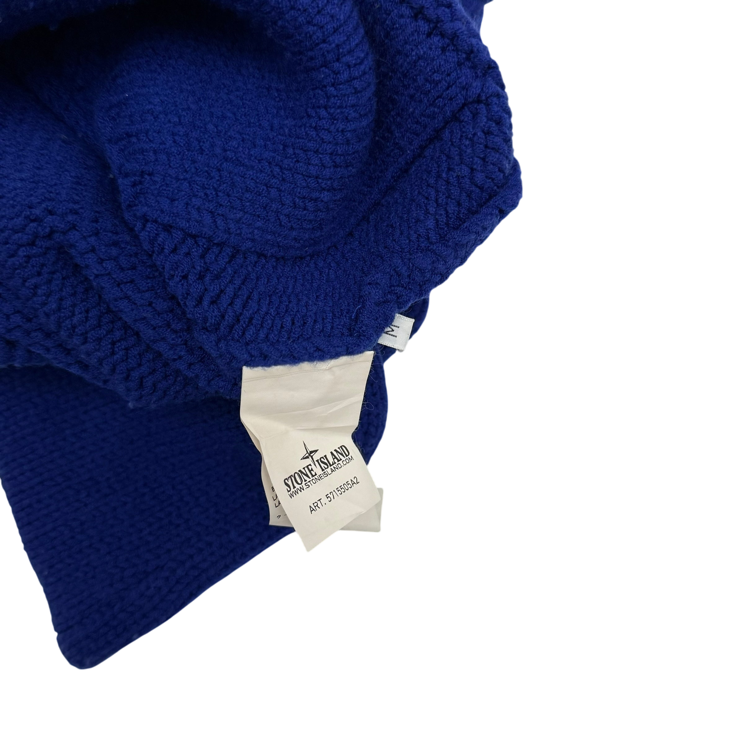 Stone Island AW12 Wool Blend Heavy Knit Zip-Up Sweatshirt Royal Blue (Size M)