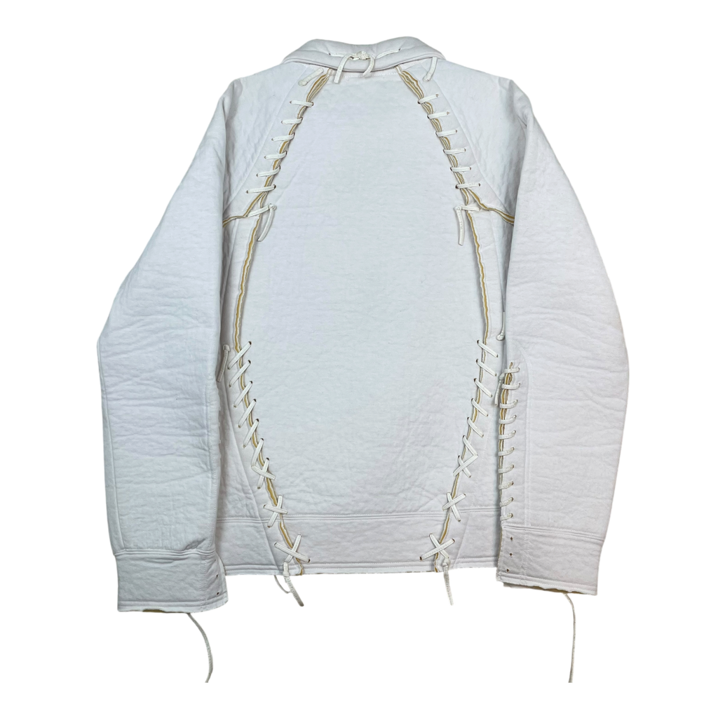 Comme des Garçons AD2004 Poly Zip Lace Up Jacket White (Size M)