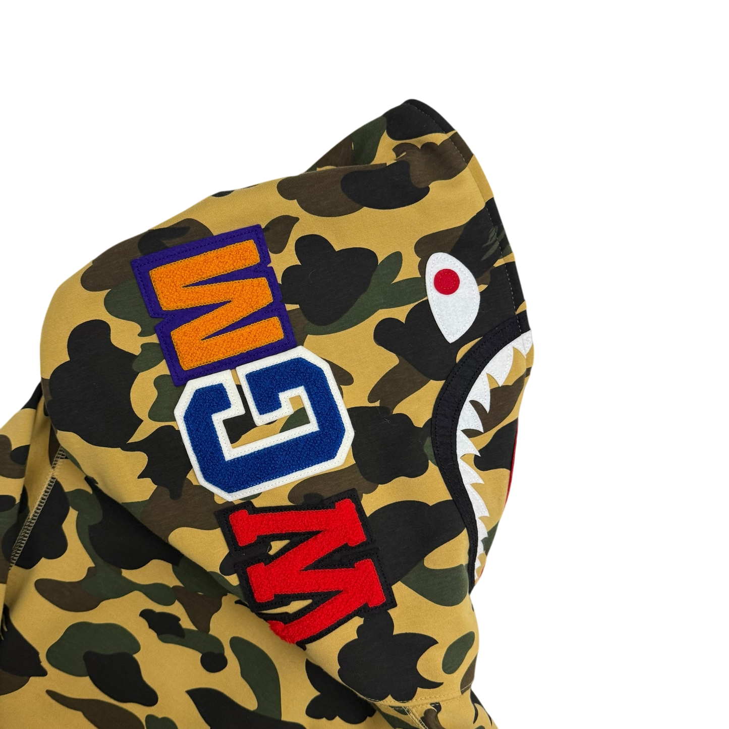 BAPE (A Bathing Ape) 1st Camo Gore Windstopper Camo Shark Zip-Up Hoodie Yellow (Fits L-XL)