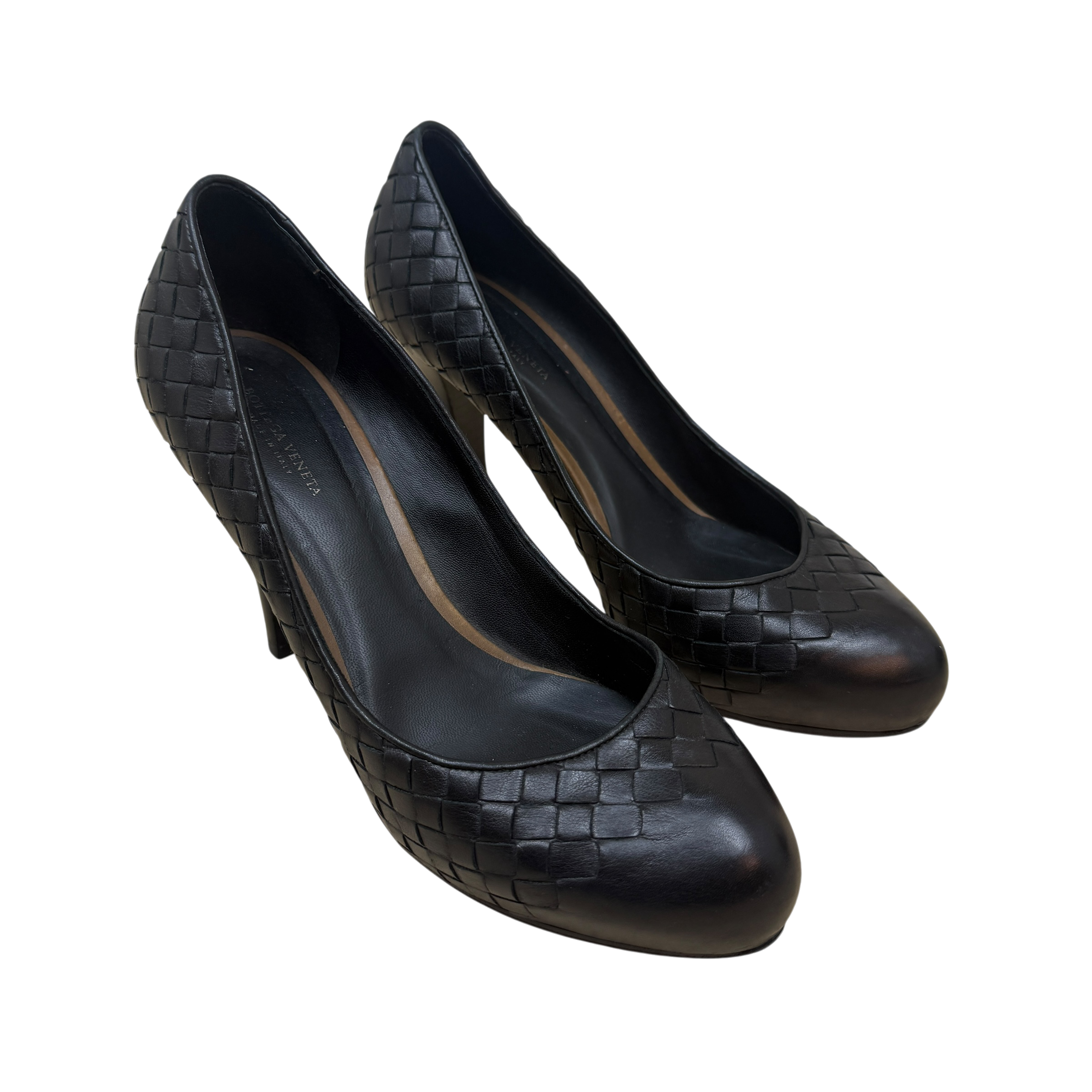 Bottega Veneta Woven Leather Heels Black (Size EU39)