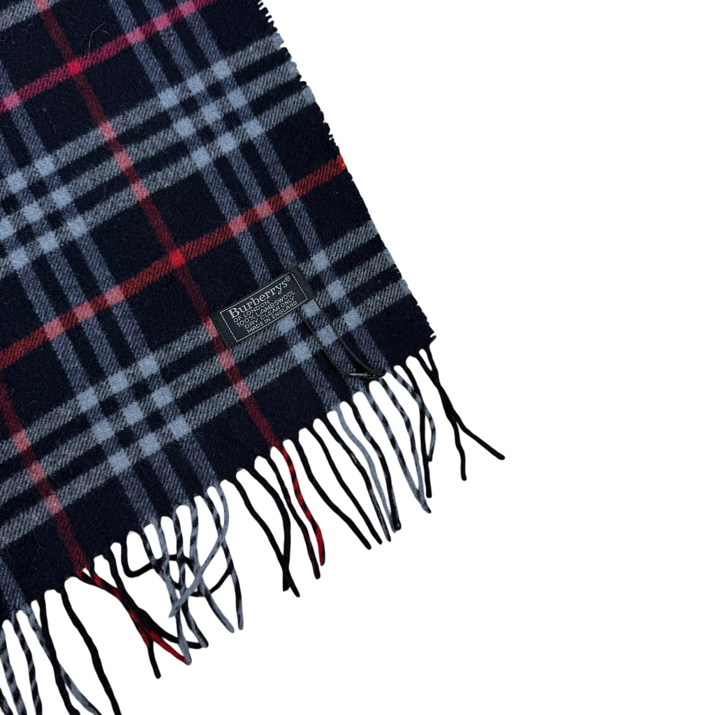 Burberry 90s Wool Nova Check Scarf Navy