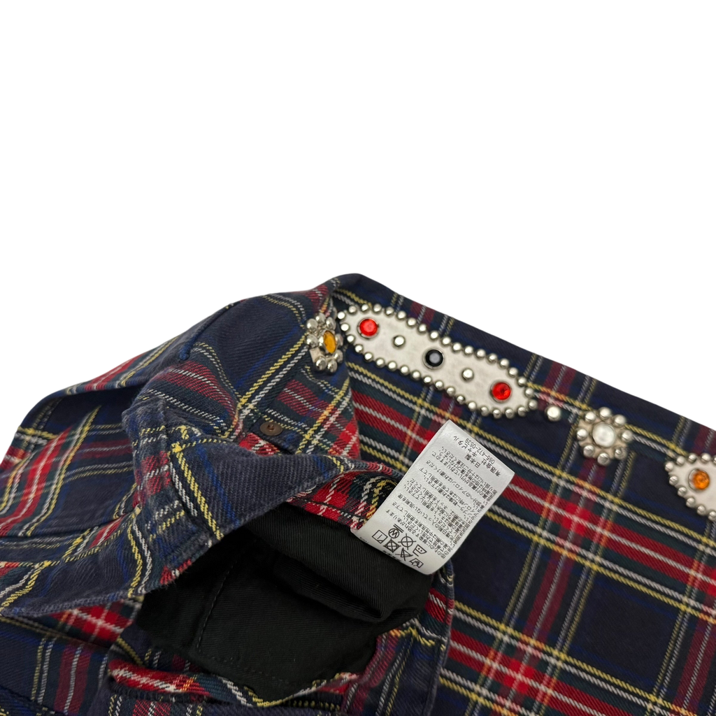 Kapital 11oz Tartan Check 5P Monkey Cisco Jeans (Studs Remake) Red (Size 36”)