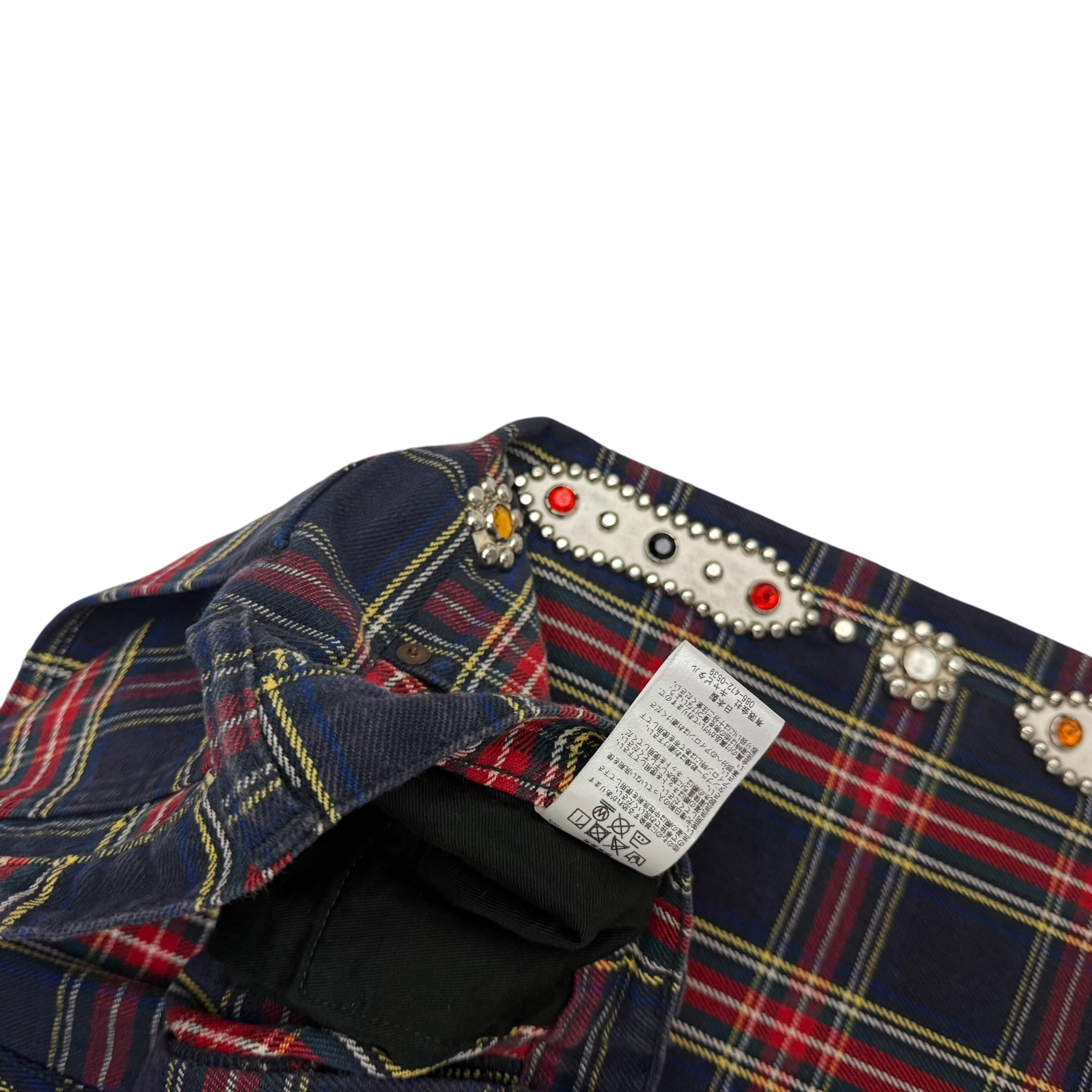 Kapital 11oz Tartan Check 5P Monkey Cisco Jeans (Studs Remake) Red (Size 36”)