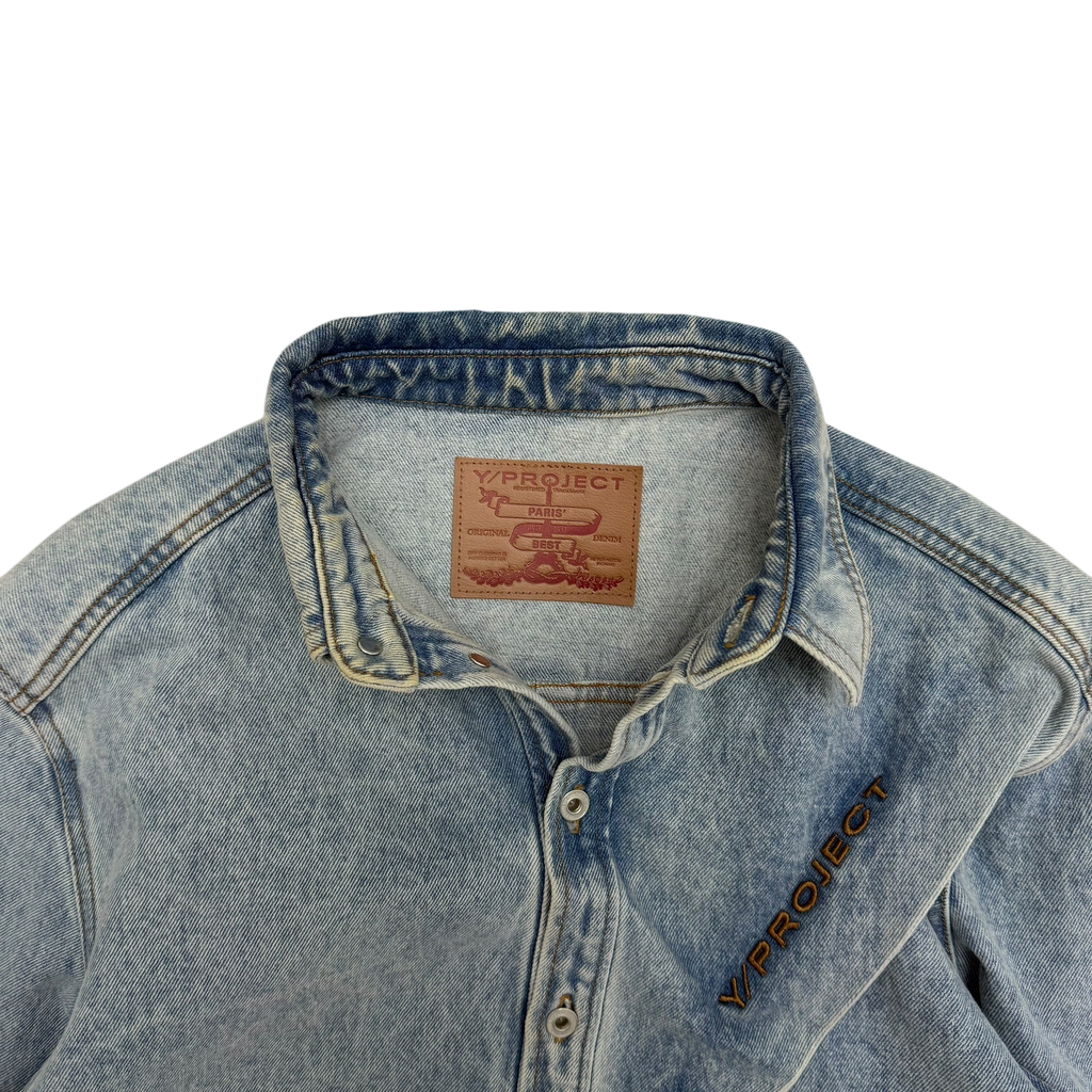 Y/Project 22AW Pinched Logo Oversized Denim Shirt (Fits up to size L)