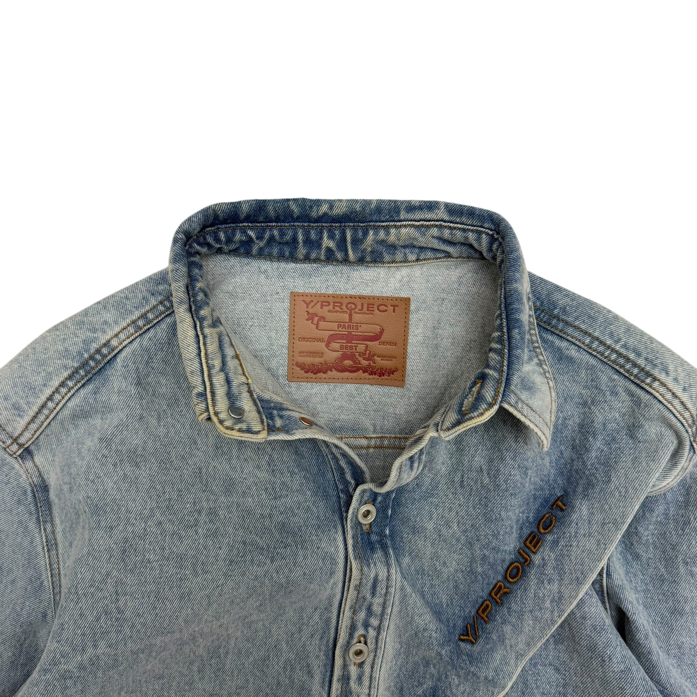 Y/Project 22AW Pinched Logo Oversized Denim Shirt (Fits up to size L)