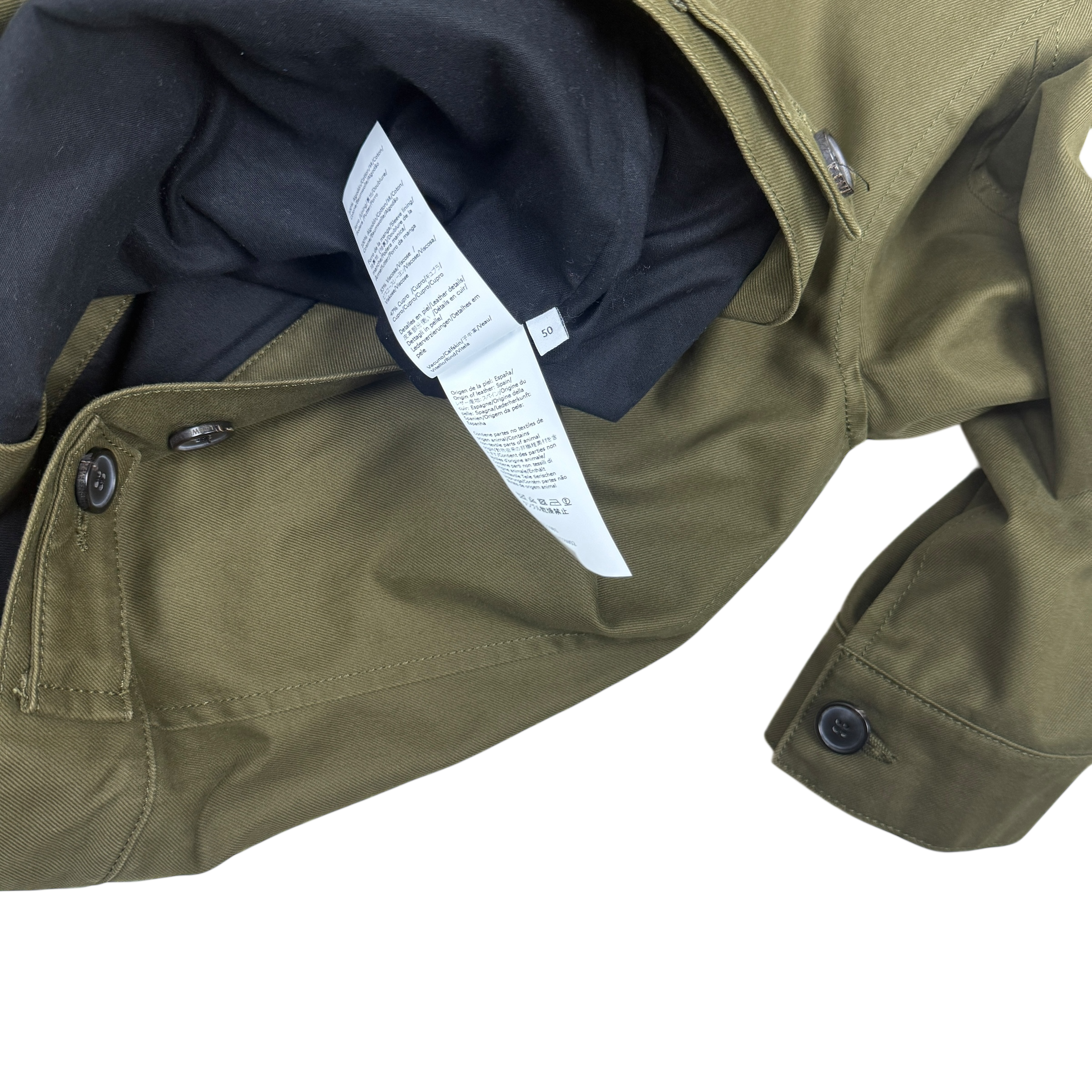 Loewe Leather Logo Lined Workwear Jacket Green (Size 50)