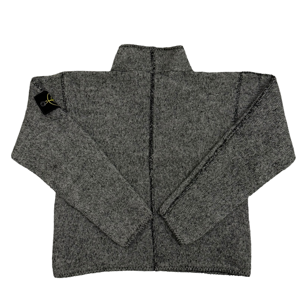 Stone Island AW 2000 Cropped Pure Wool Knit Sweatshirt Grey (fits M-XL womens)