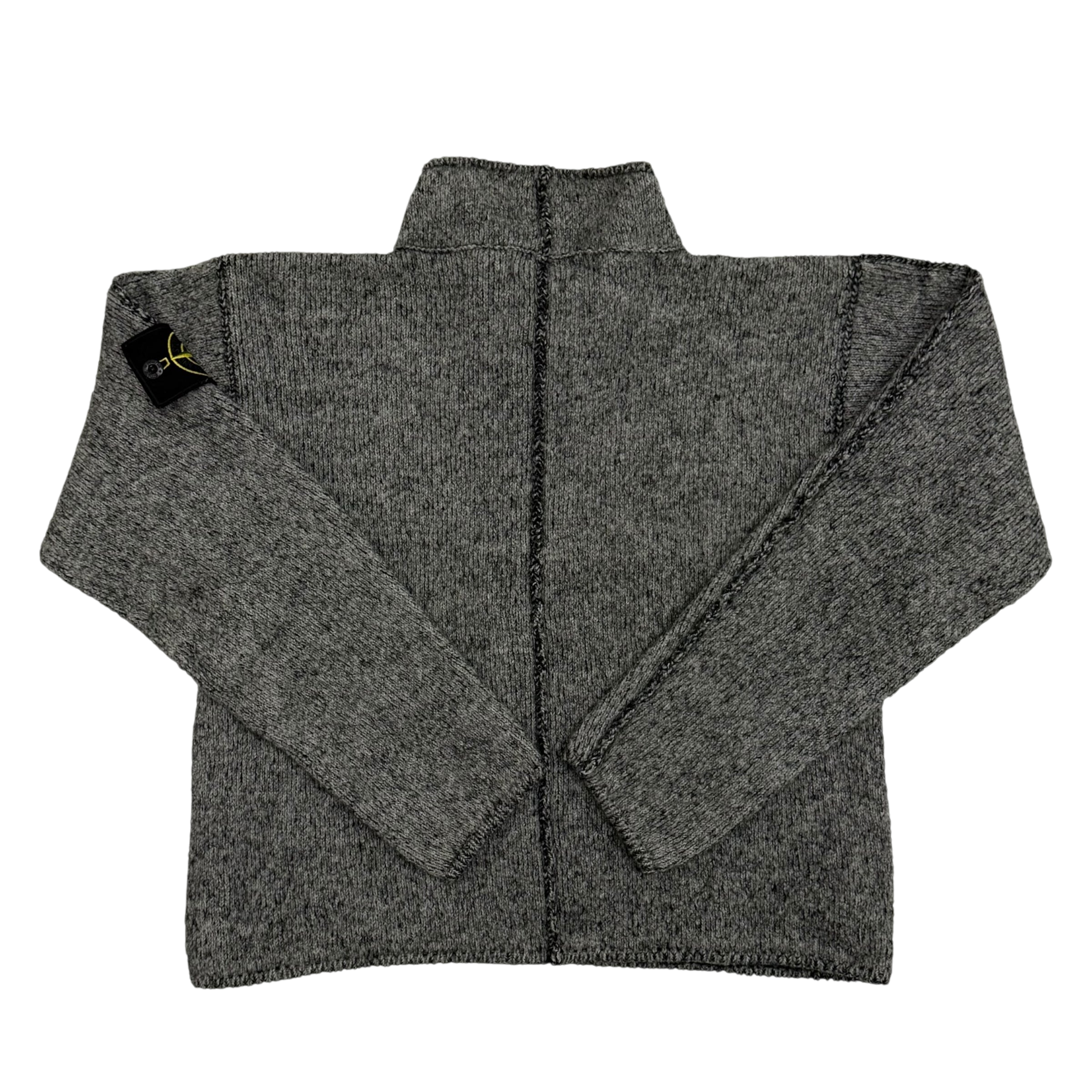 Stone Island AW 2000 Cropped Pure Wool Knit Sweatshirt Grey (fits M-XL womens)