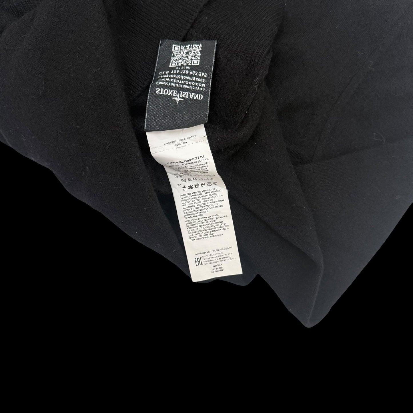 Stone Island Pure Wool Black Knit Sweatshirt (Fits XS-S)