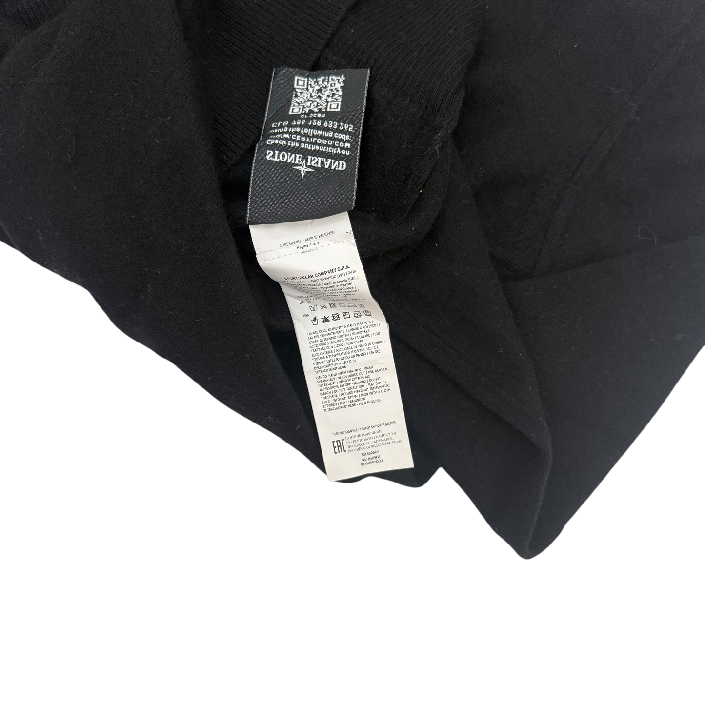 Stone Island Pure Wool Black Knit Sweatshirt (Fits XS-S)