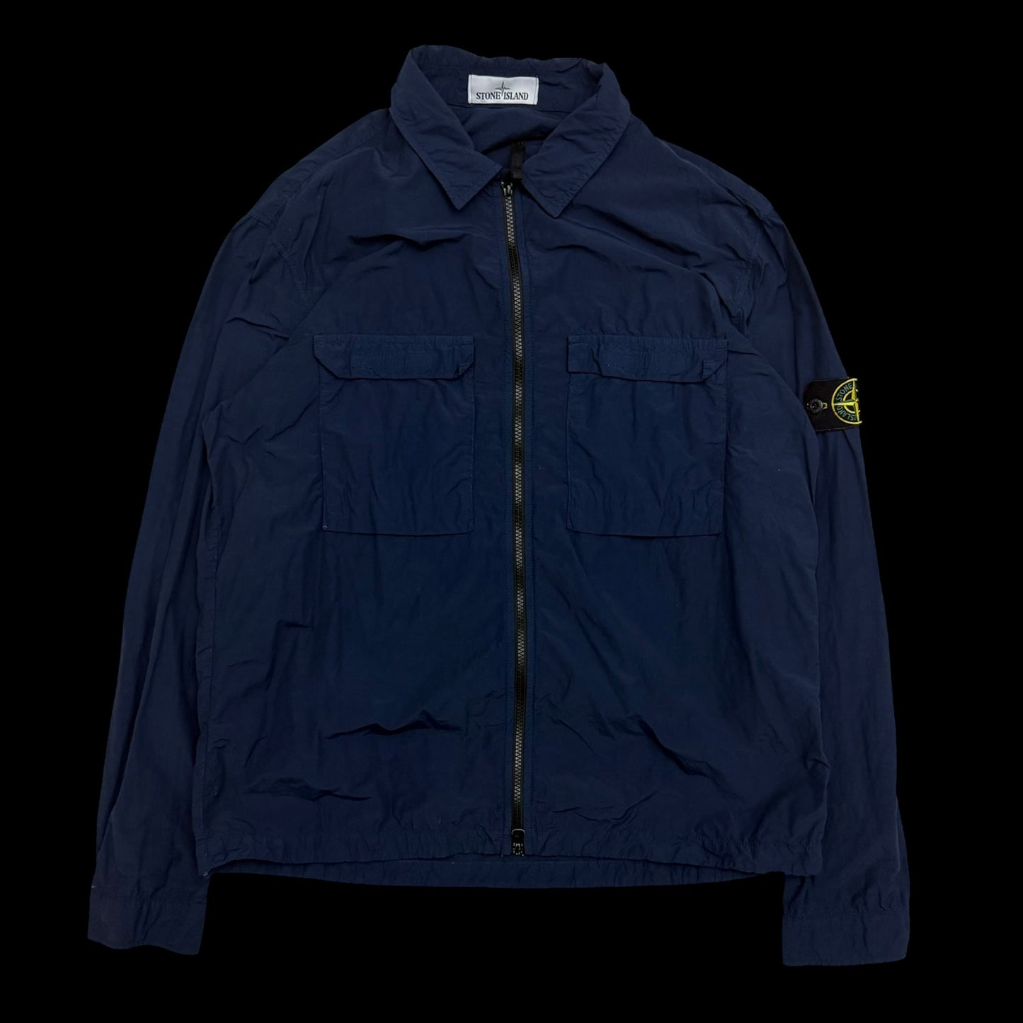 Stone Island Garment-Dyed Crinkle Reps Nylon Overshirt Navy (Fits L-XL)