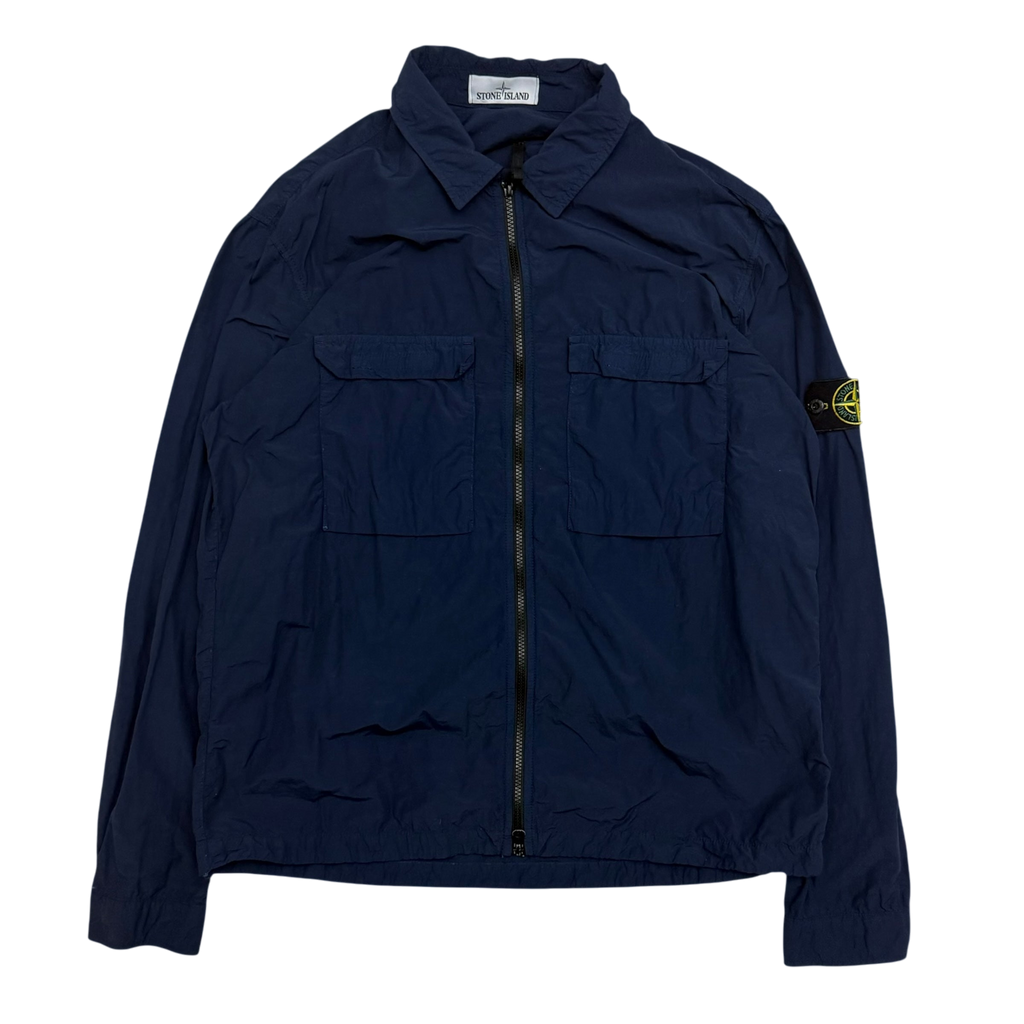 Stone Island Garment-Dyed Crinkle Reps Nylon Overshirt Navy (Fits L-XL)