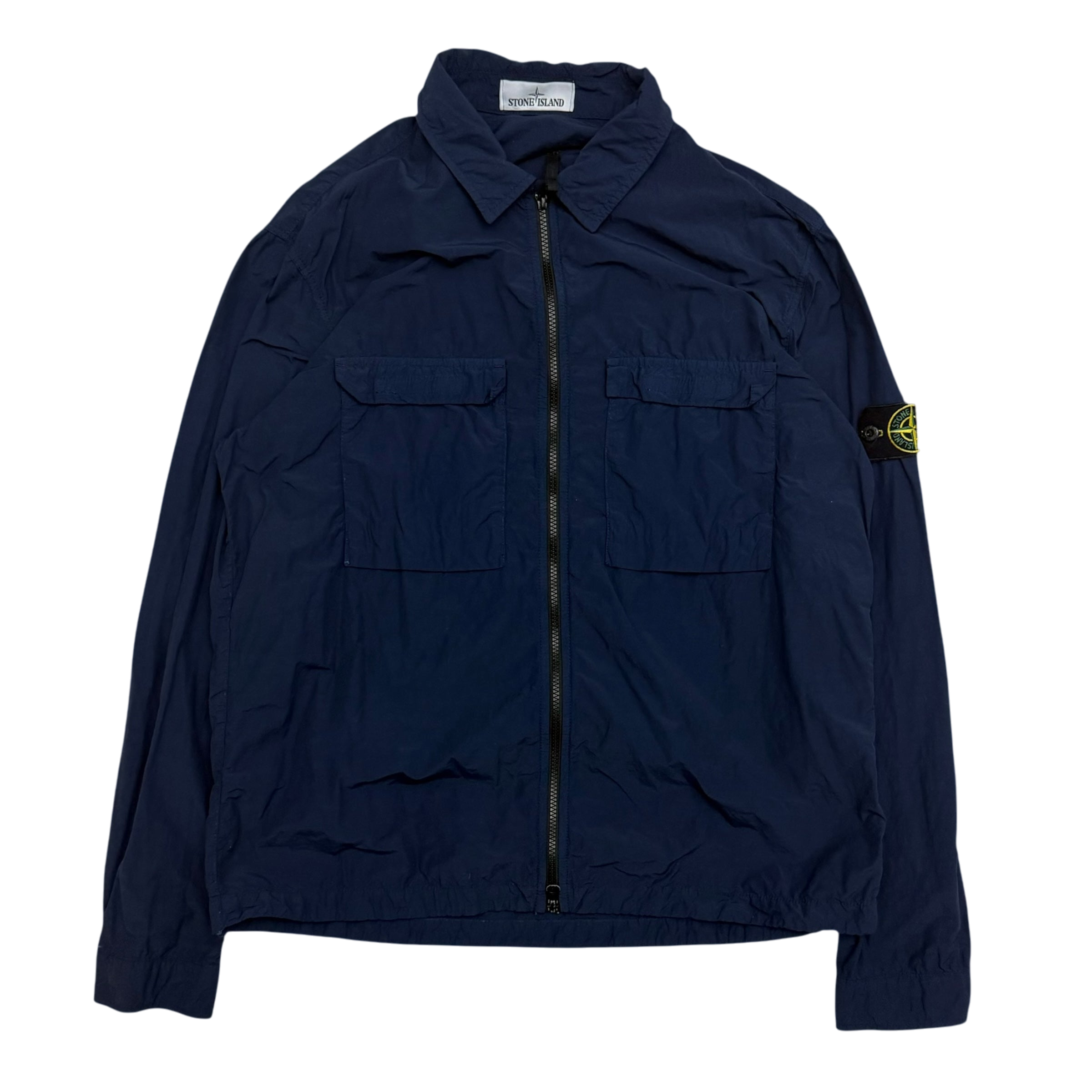 Stone Island Garment-Dyed Crinkle Reps Nylon Overshirt Navy (Fits L-XL)