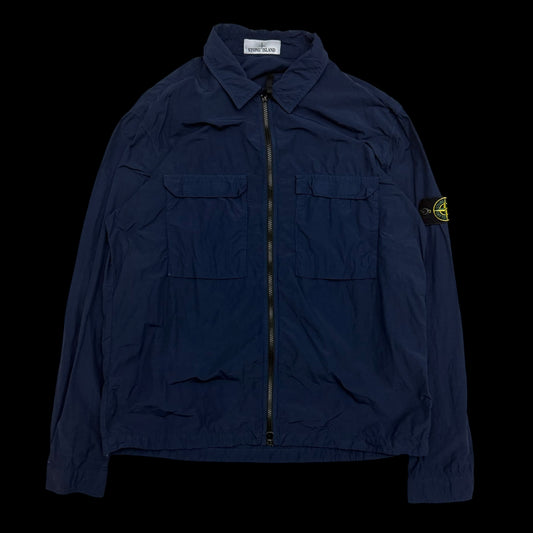 Stone Island Garment-Dyed Crinkle Reps Nylon Overshirt Navy (Fits L-XL)